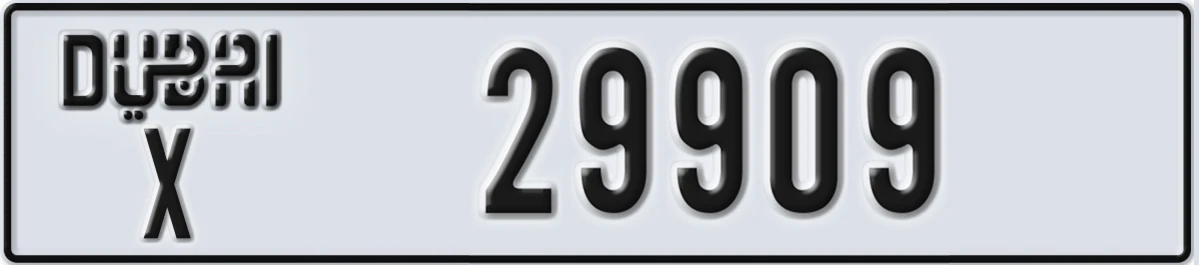 UAE License Plate Dubai X 29909