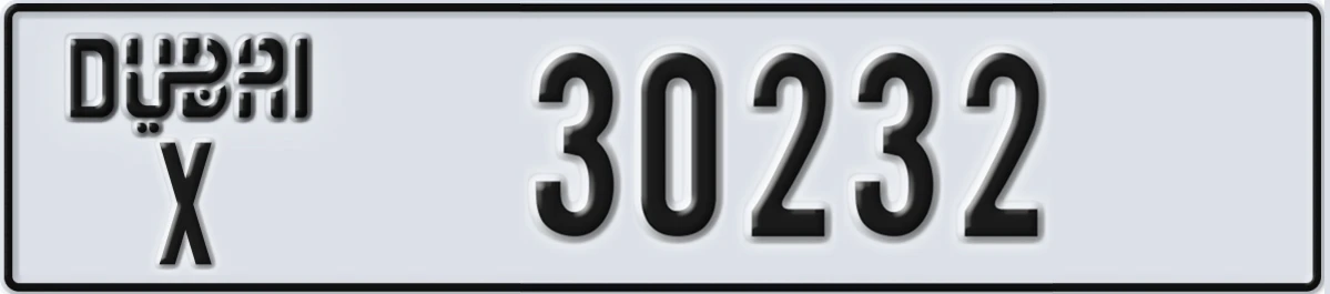 UAE License Plate Dubai X 30232