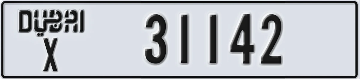 UAE License Plate Dubai X 31142