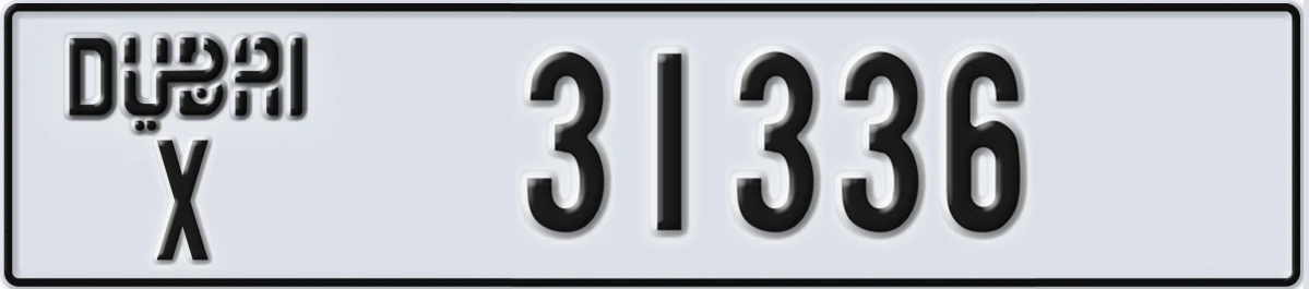 UAE License Plate Dubai X 31336