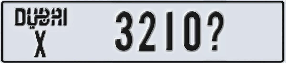UAE License Plate Dubai X 3210X