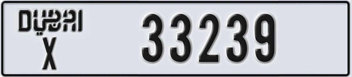 UAE License Plate Dubai X 33239