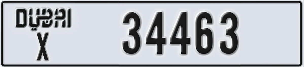 UAE License Plate Dubai X 34463