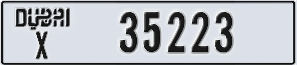 UAE License Plate Dubai X 35223