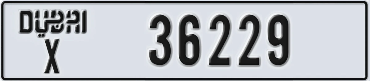 UAE License Plate Dubai X 36229