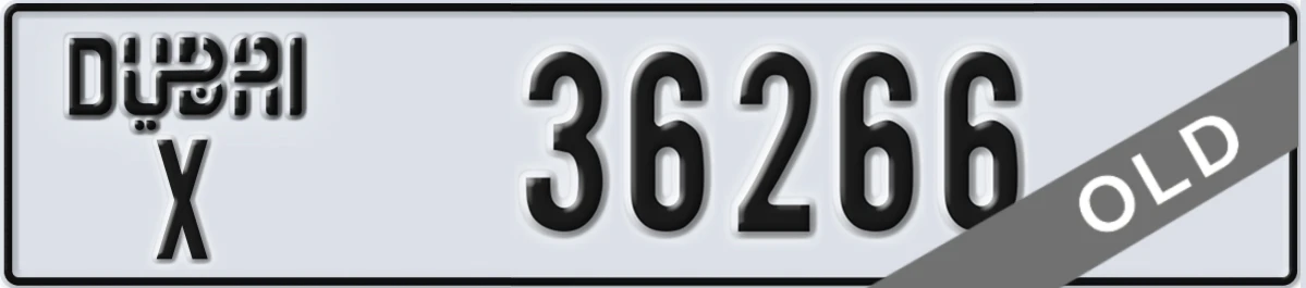 UAE License Plate Dubai X 36266