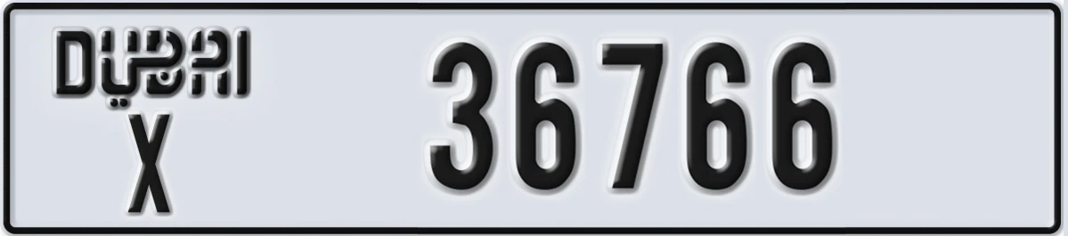 UAE License Plate Dubai X 36766