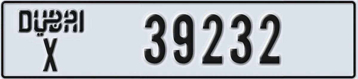 UAE License Plate Dubai X 39232