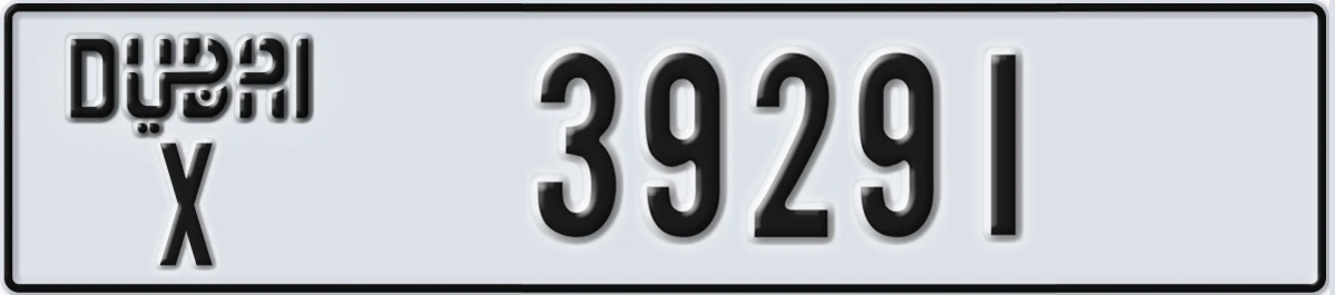 UAE License Plate Dubai X 39291