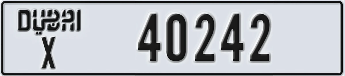 UAE License Plate Dubai X 40242