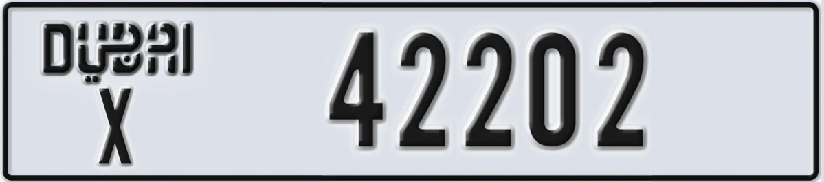 UAE License Plate Dubai X 42202