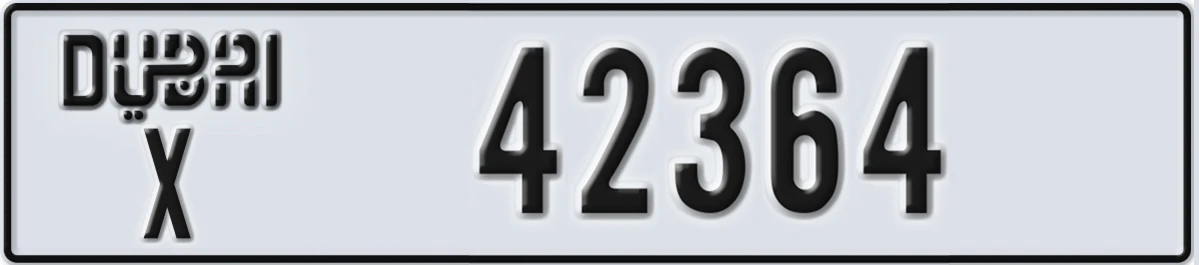 UAE License Plate Dubai X 42364