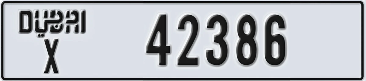 UAE License Plate Dubai X 42386