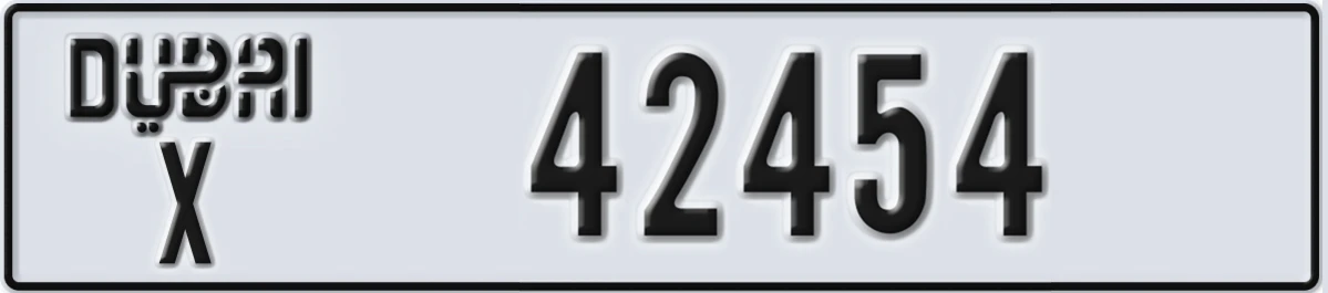 UAE License Plate Dubai X 42454