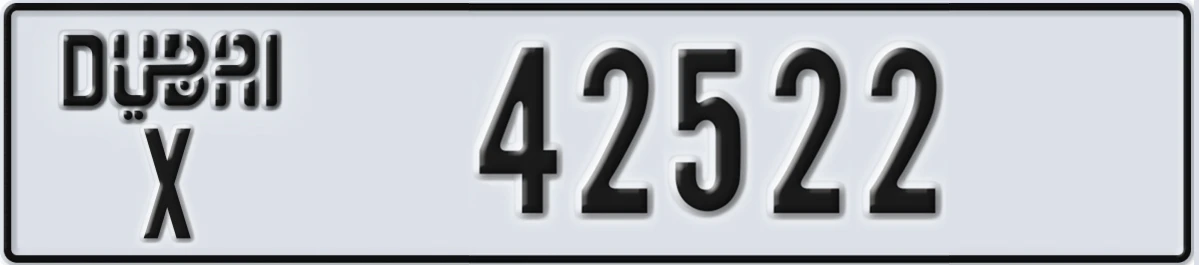 UAE License Plate Dubai X 42522