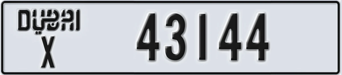 UAE License Plate Dubai X 43144