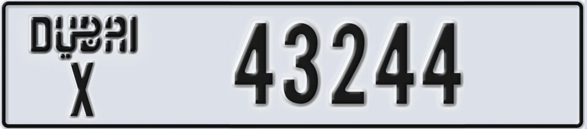 UAE License Plate Dubai X 43244