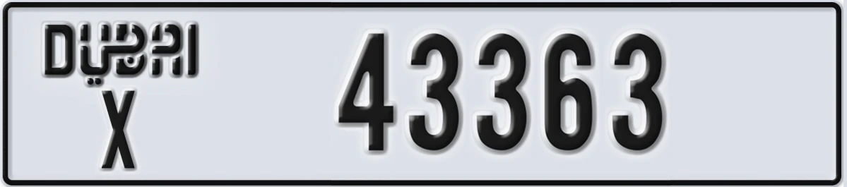 UAE License Plate Dubai X 43363