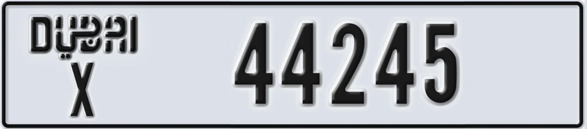 UAE License Plate Dubai X 44245