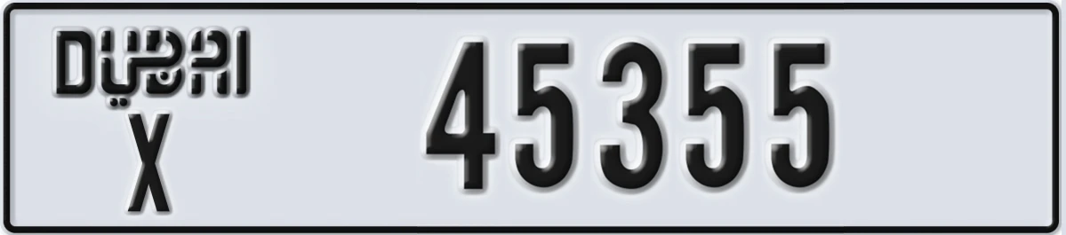 UAE License Plate Dubai X 45355