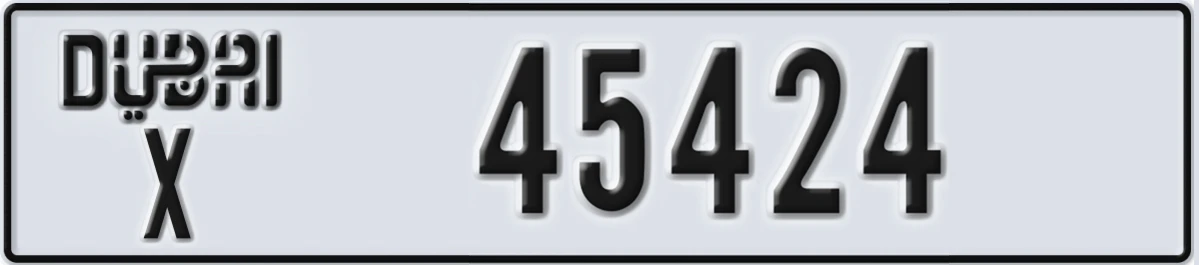 UAE License Plate Dubai X 45424