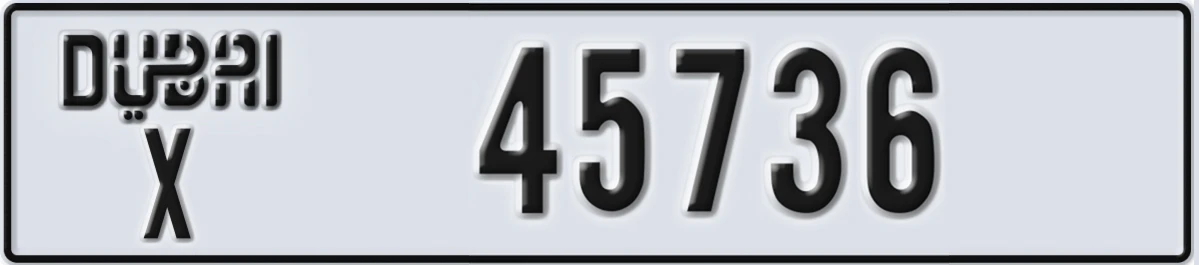 UAE License Plate Dubai X 45736