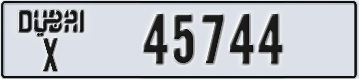 UAE License Plate Dubai X 45744