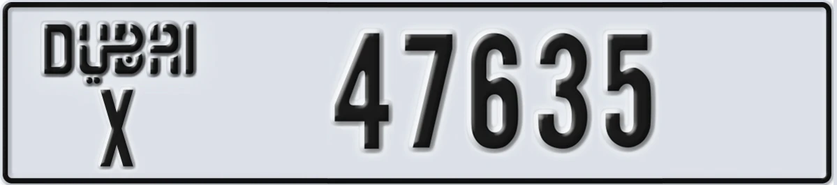 UAE License Plate Dubai X 47635