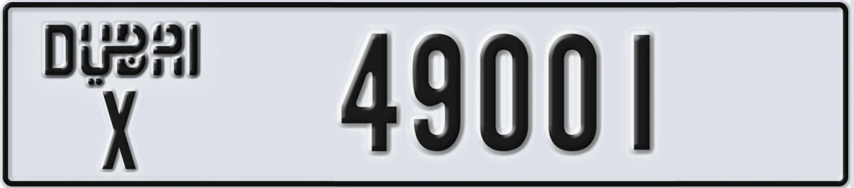 UAE License Plate Dubai X 49001