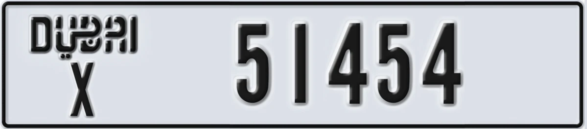 UAE License Plate Dubai X 51454
