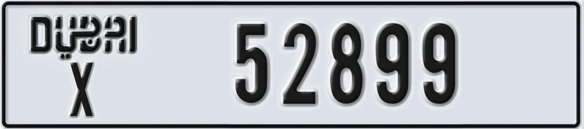 UAE License Plate Dubai X 52899