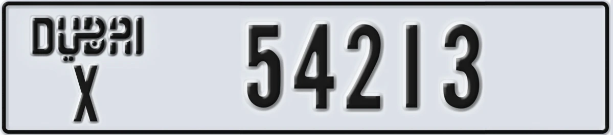 UAE License Plate Dubai X 54213
