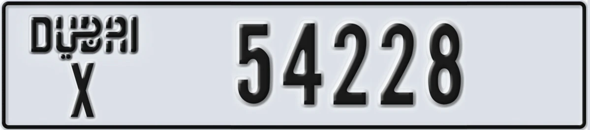 UAE License Plate Dubai X 54228