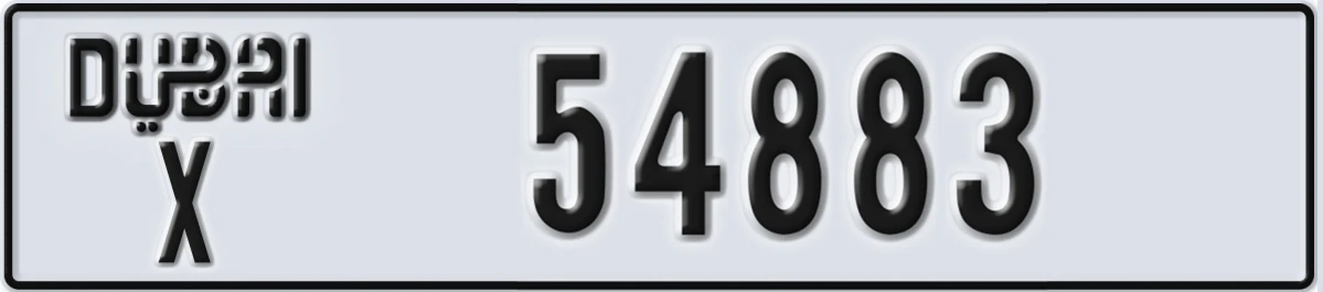 UAE License Plate Dubai X 54883