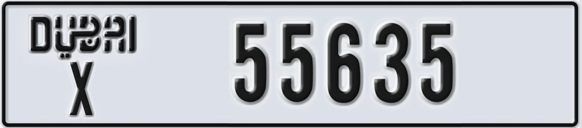 UAE License Plate Dubai X 55635