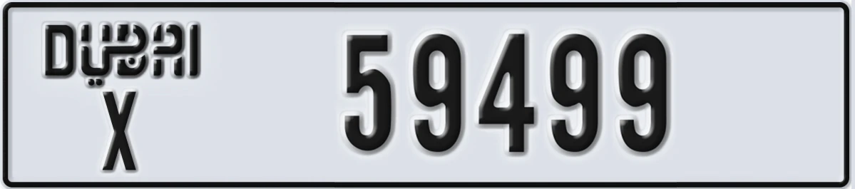 UAE License Plate Dubai X 59499