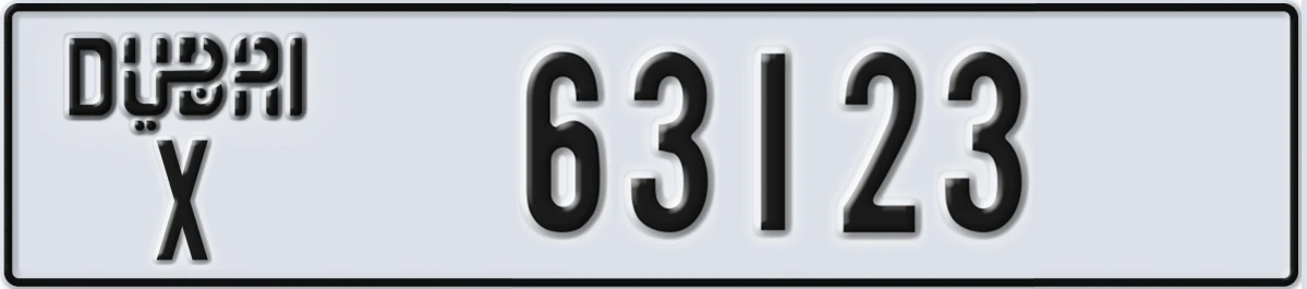 UAE License Plate Dubai X 63123