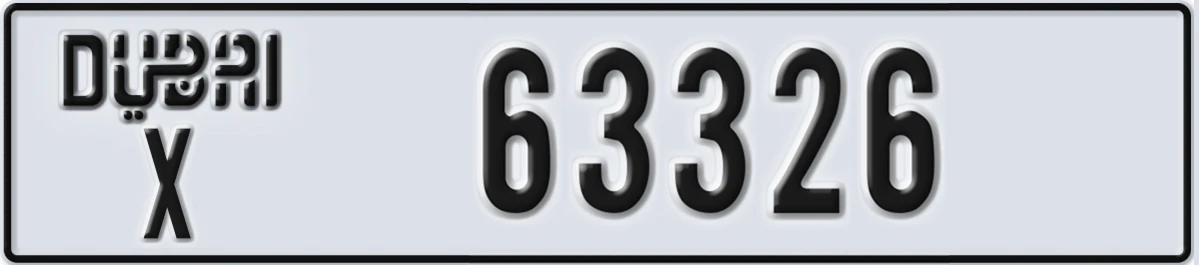 UAE License Plate Dubai X 63326