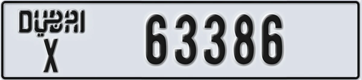 UAE License Plate Dubai X 63386