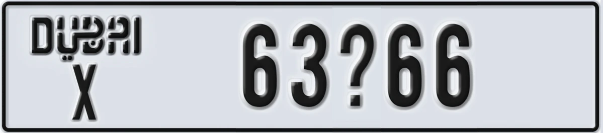 UAE License Plate Dubai X 63@66