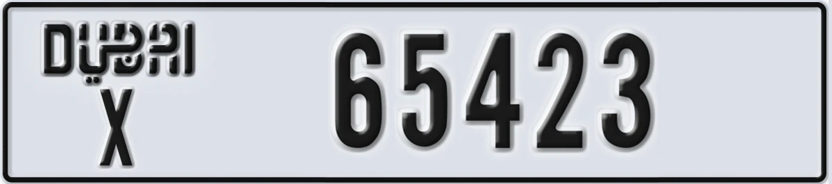 UAE License Plate Dubai X 65423