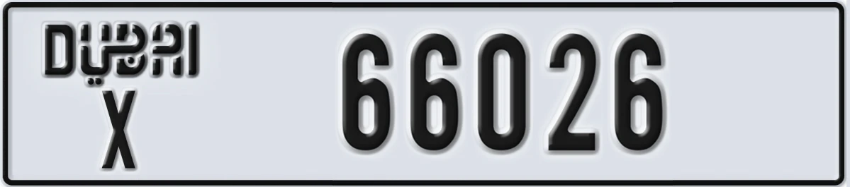UAE License Plate Dubai X 66026