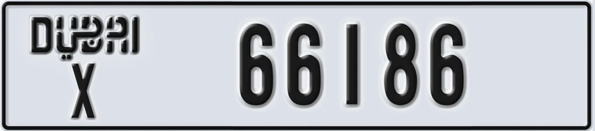 UAE License Plate Dubai X 66186