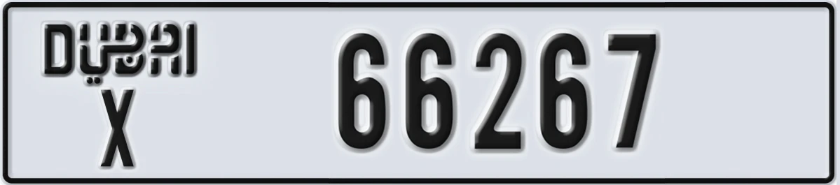 UAE License Plate Dubai X 66267