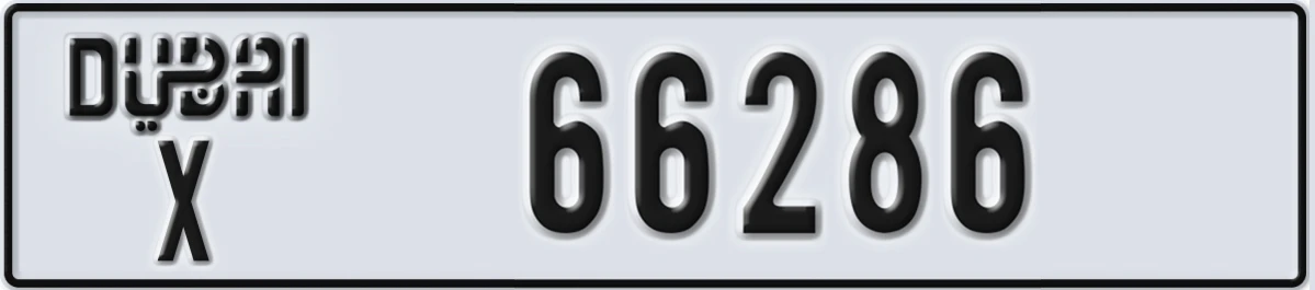 UAE License Plate Dubai X 66286