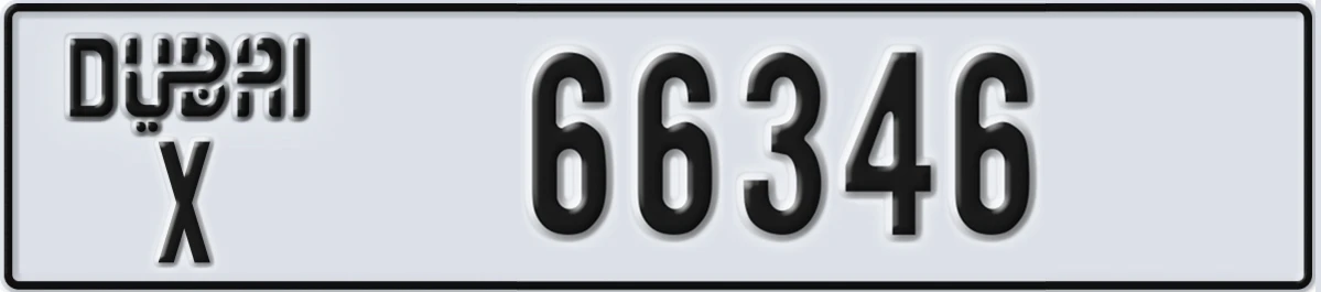 UAE License Plate Dubai X 66346