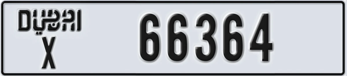 UAE License Plate Dubai X 66364