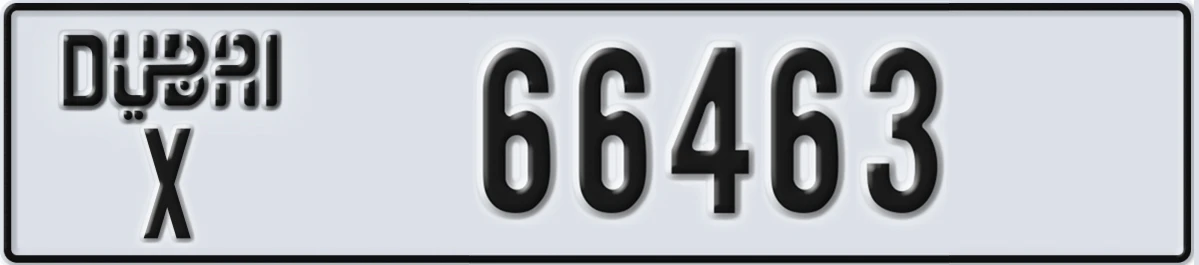 UAE License Plate Dubai X 66463