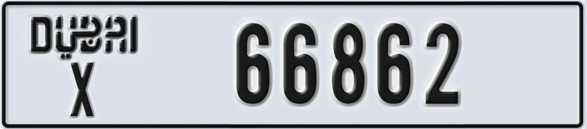 UAE License Plate Dubai X 66862