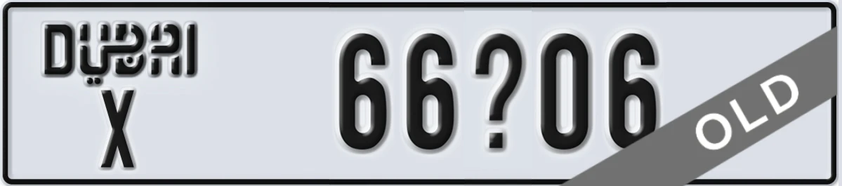 UAE License Plate Dubai X 66X06